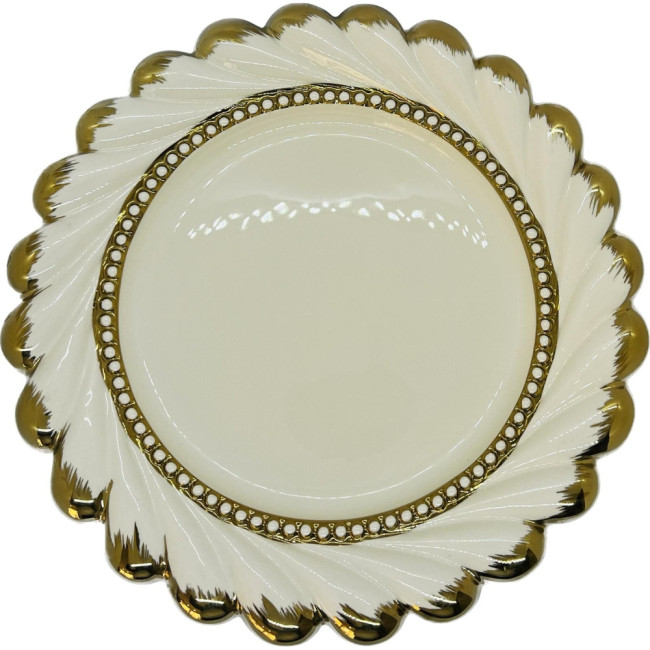 Décorations Plat de présentation rond blanc et doré