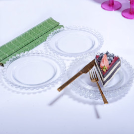 Art de la table dessert 6 assiettes à dessert en verre transparent