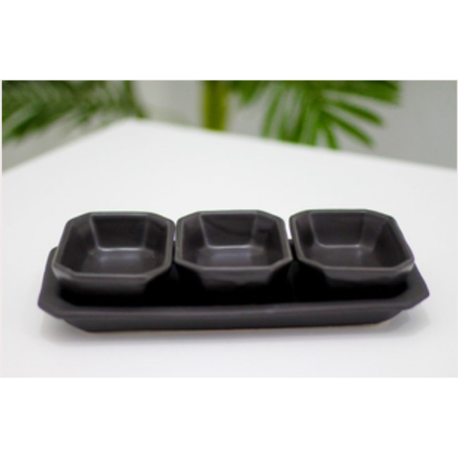 ART FACIAL Plateau apéritif rectangulaire uni noir